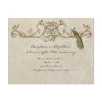 Vintage Peacock & Etchings Reception Invitation