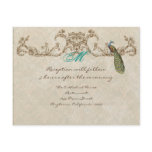 Vintage Peacock & Etchings Reception Invitation