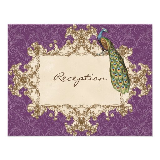 Vintage Peacock & Etchings Reception Invitation