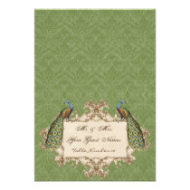 Vintage Peacock & Etchings Reception Table Number Custom Invitations