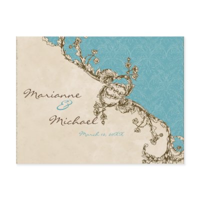 Vintage Peacock &amp; Etchings Save the Date Postcard