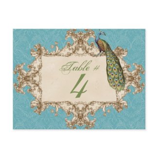 Vintage Peacock & Etchings, Table Number Card postcard