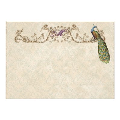 Vintage Peacock & Etchings Thank You Note Cards Custom Announcements