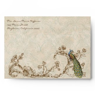 Vintage Peacock & Etchings, Wedding Envelopes envelope