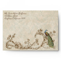 Vintage Peacock & Etchings, Wedding Envelopes