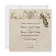 Vintage Peacock & Etchings Wedding Invitation invitation