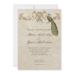 Vintage Peacock & Etchings Wedding Invitation