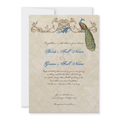 Vintage Peacock &amp; Etchings Wedding Invitation