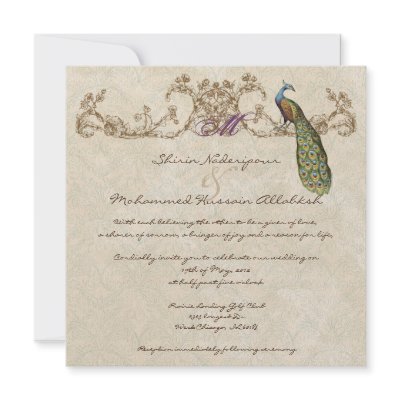 Vintage Peacock &amp; Etchings Wedding Invitation