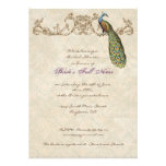 Vintage Peacock & Etchings Wedding Invitation