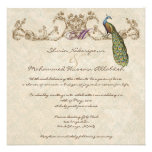 Vintage Peacock & Etchings Wedding Invitation