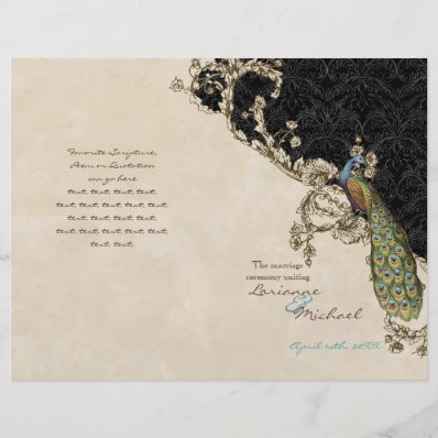 Vintage Peacock & Etchings Wedding Program