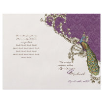 Vintage Peacock & Etchings Wedding Program Custom Flyer