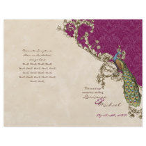 Vintage Peacock & Etchings Wedding Program Full Color Flyer