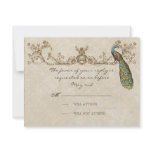 Vintage Peacock & Etchings Wedding RSVP Card invitations