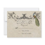 Vintage Peacock & Etchings Wedding RSVP Card invitations