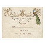 Vintage Peacock & Etchings Wedding RSVP Card Custom Invitation