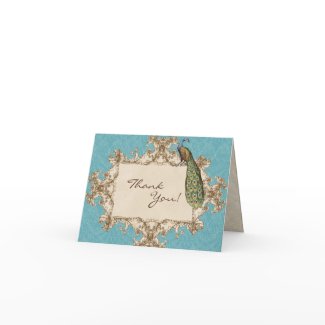 Vintage Peacock & Etchings Wedding Thank You Notes card