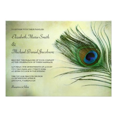 Vintage Peacock Feather Wedding Invitations