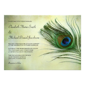 Vintage Peacock Feather Wedding Invitations