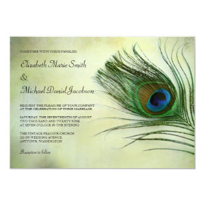 Vintage Peacock Feather Wedding Invitations 5