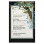 Vintage Peacock, Feathers, Dinner Menu Sheet Stationery Paper
