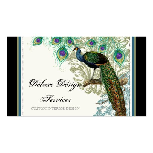 Vintage Peacock, Feathers - Elegant Business Cards (front side)