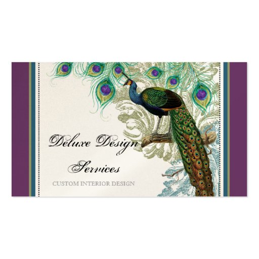 Vintage Peacock, Feathers - Elegant Business Cards (front side)