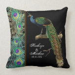 Vintage Peacock, Feathers n Etchings Decorative Pillows