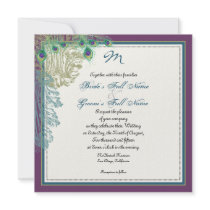 Vintage Peacock, Feathers n Etchings - Invitation