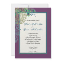 Vintage Peacock, Feathers n Etchings - Invitation