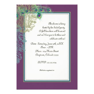Vintage Peacock, Feathers n Etchings - Invitation