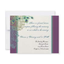 Vintage Peacock, Feathers  Reception Invitation