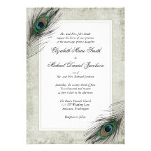 Vintage Peacock Feathers Wedding Invitations