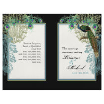 Vintage Peacock, Feathers - Wedding Program Flyers