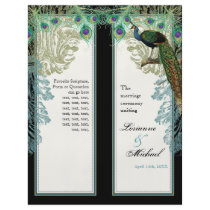 Vintage Peacock, Feathers - Wedding Program Full Color Flyer
