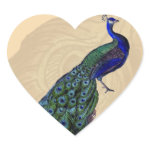 Vintage Peacock Heart Stickers zazzle_sticker