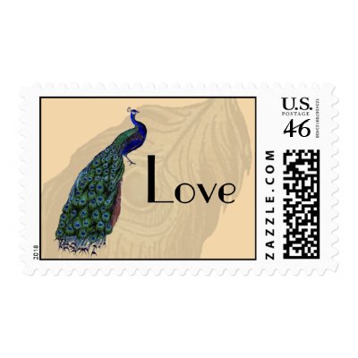 Vintage Peacock Love Postage