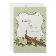 Vintage Peacock & Magnolia Swirls Wedding Invite invitation
