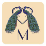 Vintage Peacock Monogram Stickers zazzle_sticker