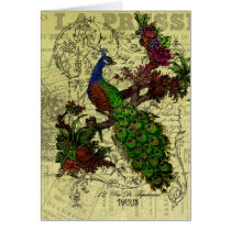 Vintage Peacock on Branch Apparel and Gifts cards