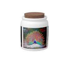 Vintage Peacock Painting Candy Jar