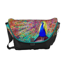 Vintage Peacock Painting Courier Bag