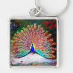 Vintage Peacock Painting Key Chain