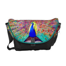 Vintage Peacock Painting Messenger Bags