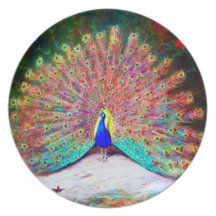 Vintage Peacock Painting Party Plates