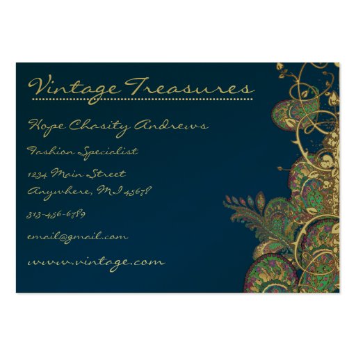 Vintage Peacock Paisleys Swirl Design Business Card Templates (front side)