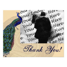 Vintage Peacock Photo Thank You Cards Invitation