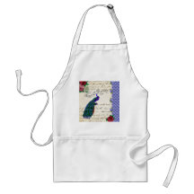 Vintage Peacock Song Collage Aprons