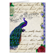 Vintage Peacock Song Collage Card